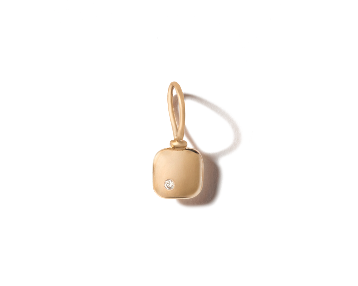 Square tiny gold necklace charm