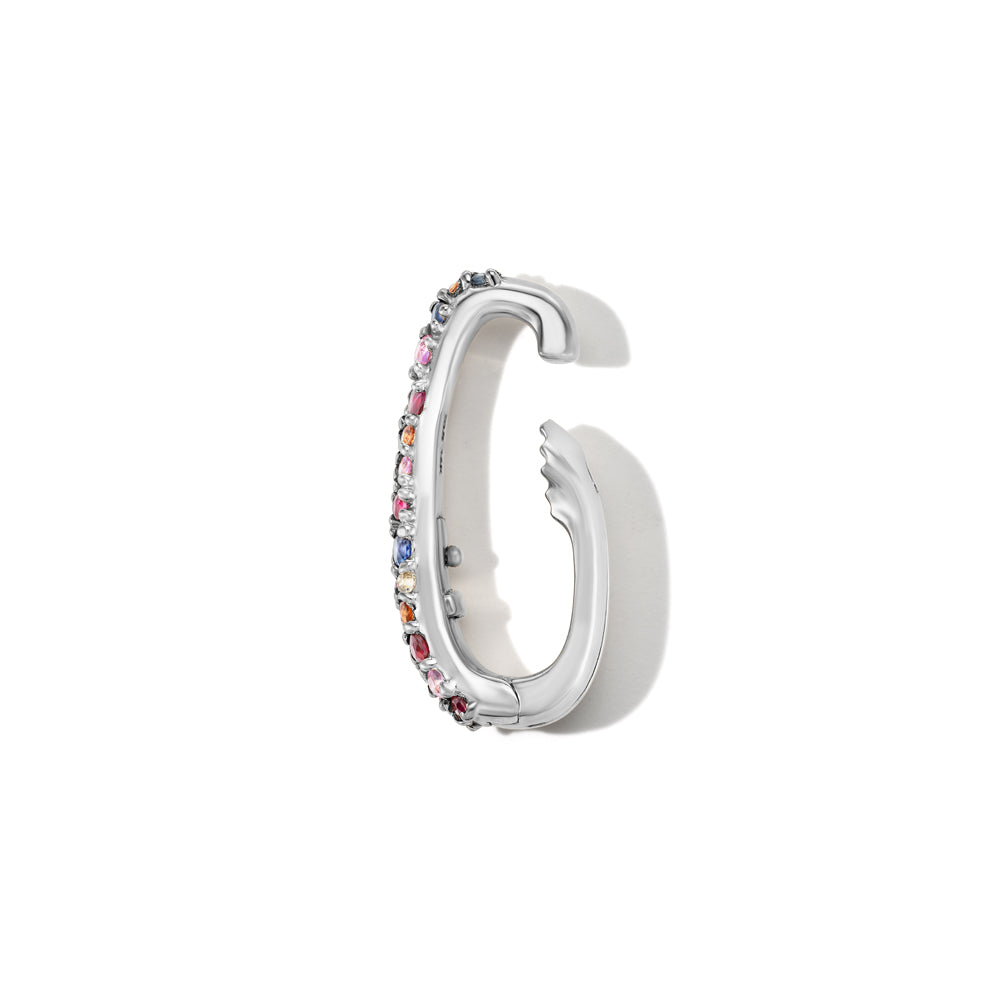 Pave Pierceless Earring with Mixed Sapphire