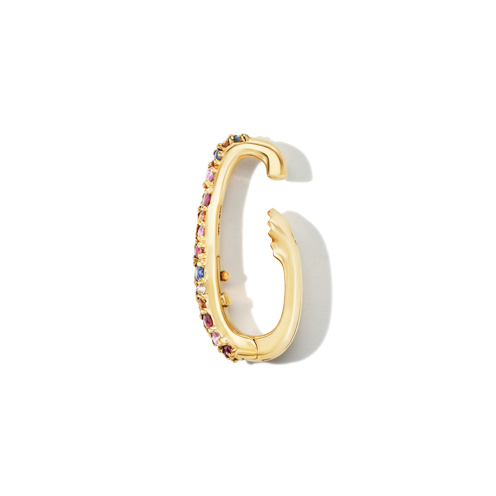 Pave Pierceless Earring with Mixed Sapphire