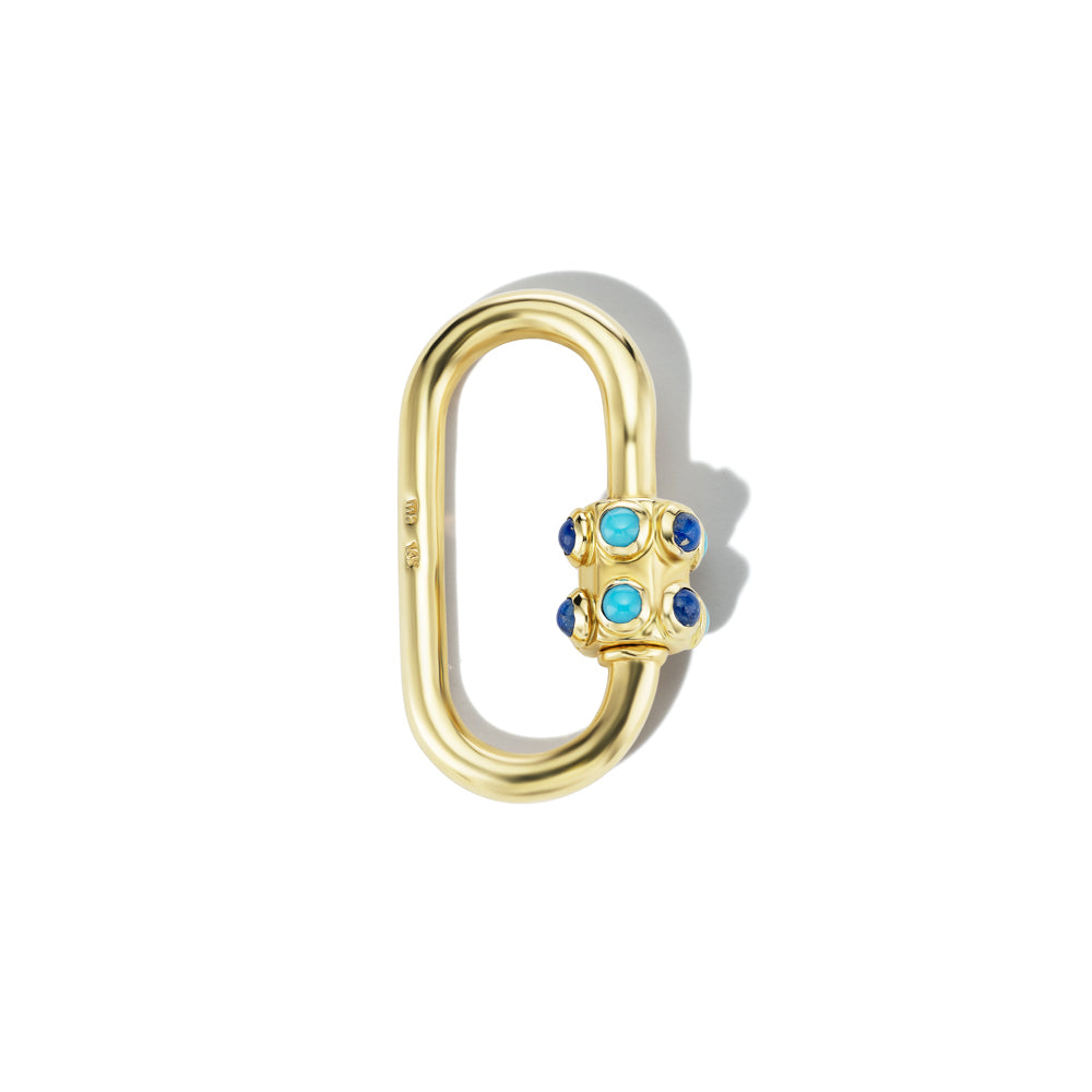 Stoned Medium Lock with Turquoise and Lapis