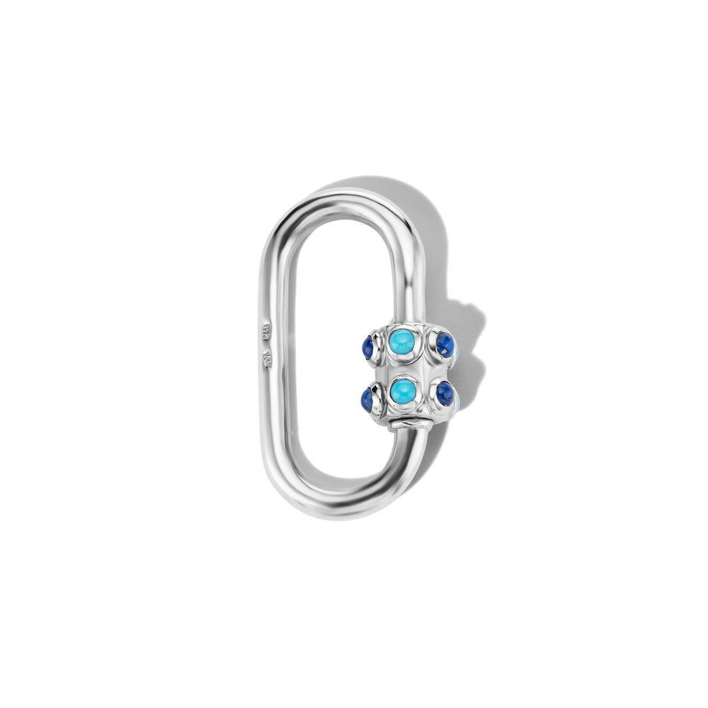 Stoned Medium Lock with Turquoise and Lapis