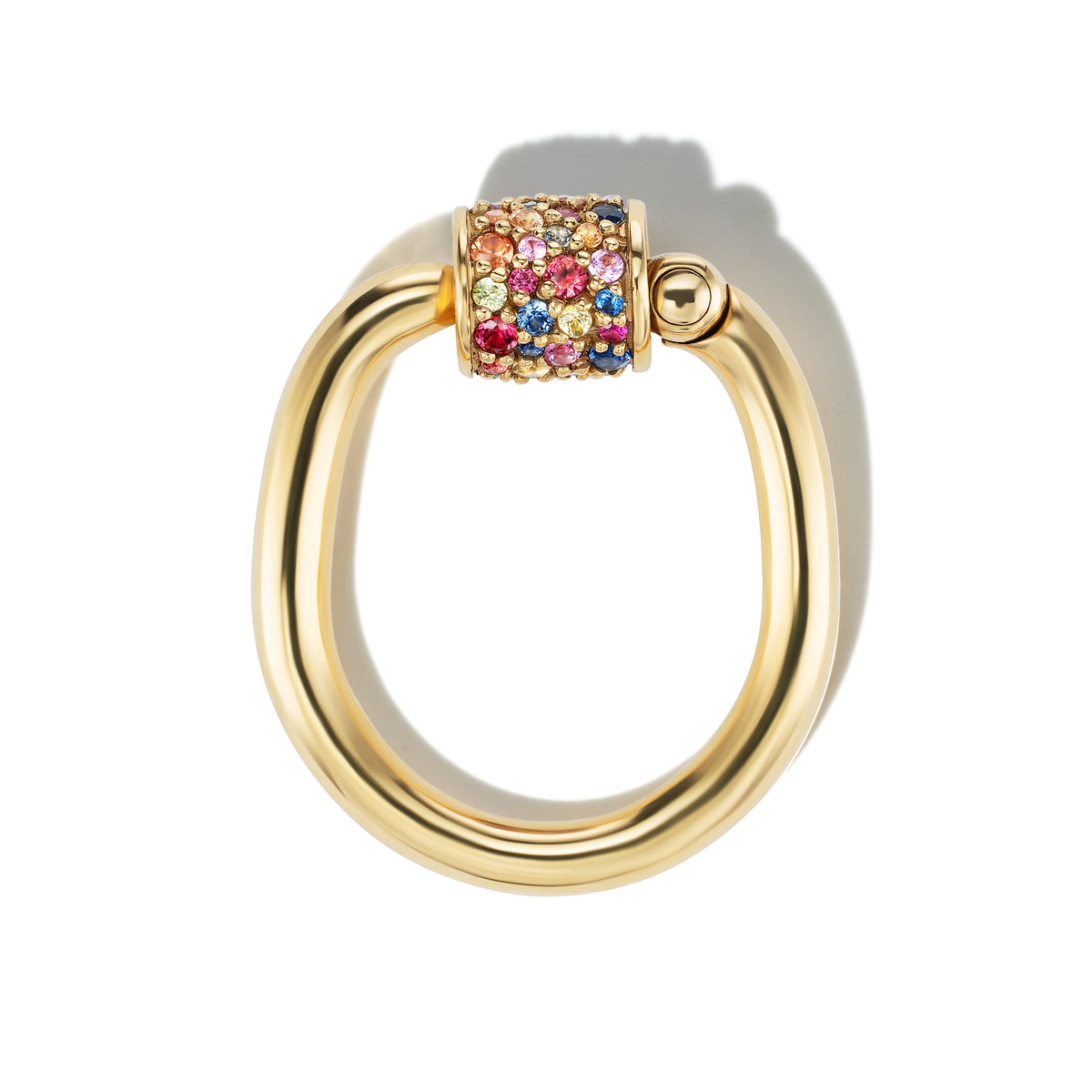The Stoned Trundle Lock Ring with Mixed Sapphire