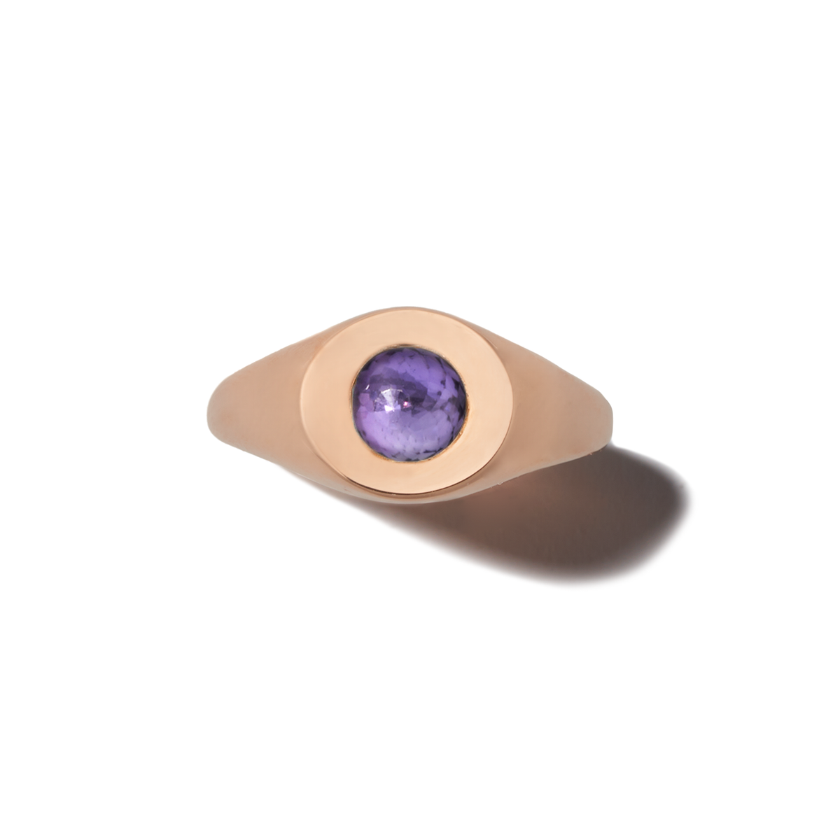 Self Involved Signet Ring, Smooth with Amethyst