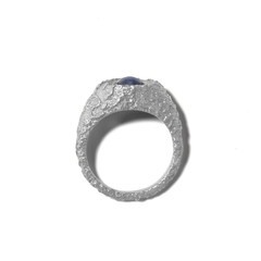 Self Involved Signet Ring, Gritty with Blue Greenland Ruby