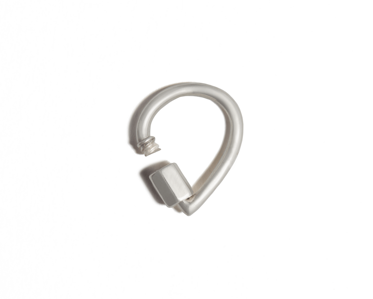 Thick small silver drop charm with open clasp