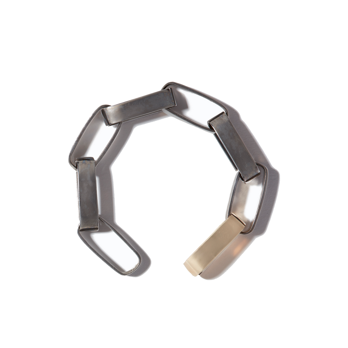 Rhodium bracelet with yellow gold link