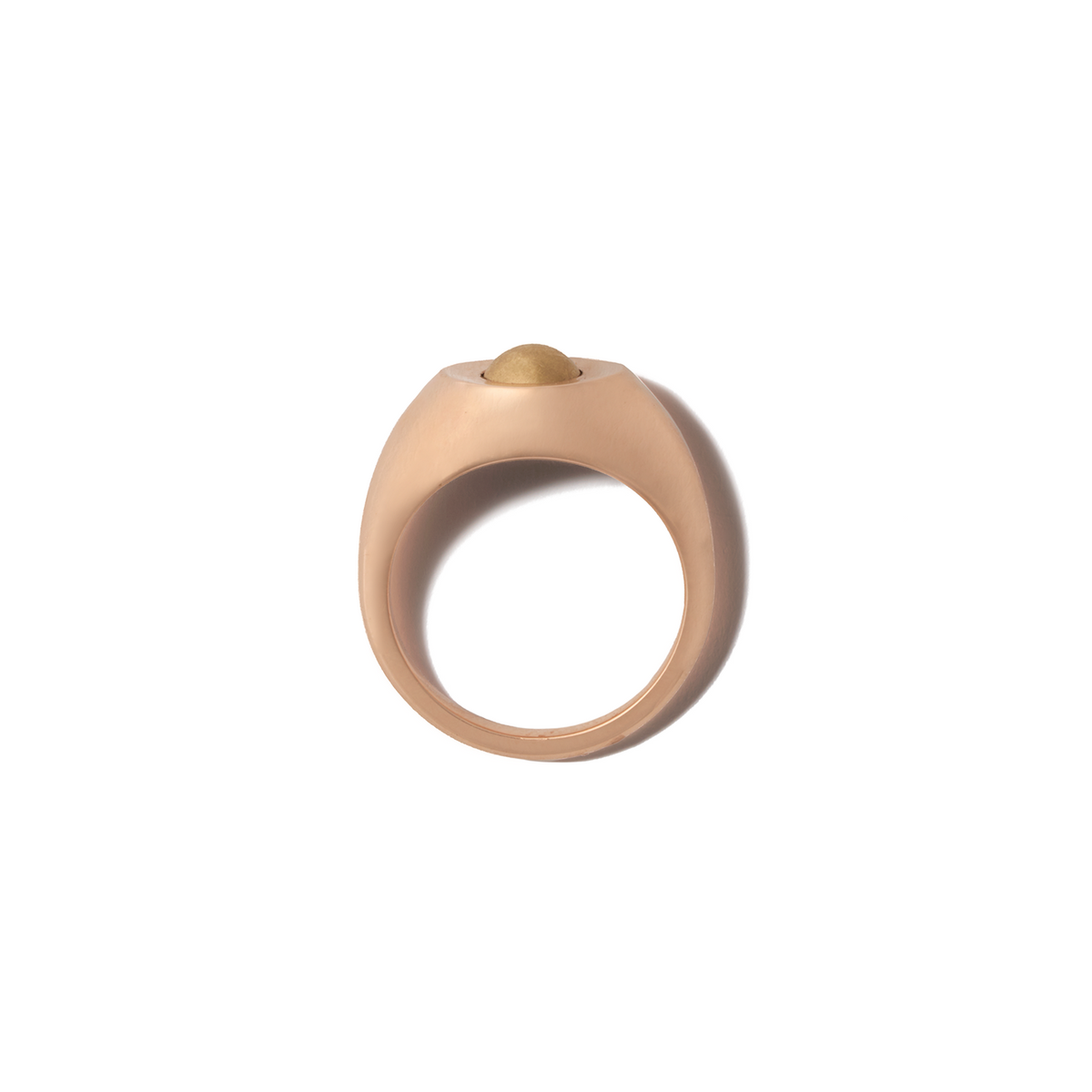 Self Involved Signet Ring, Smooth with Gold Ball