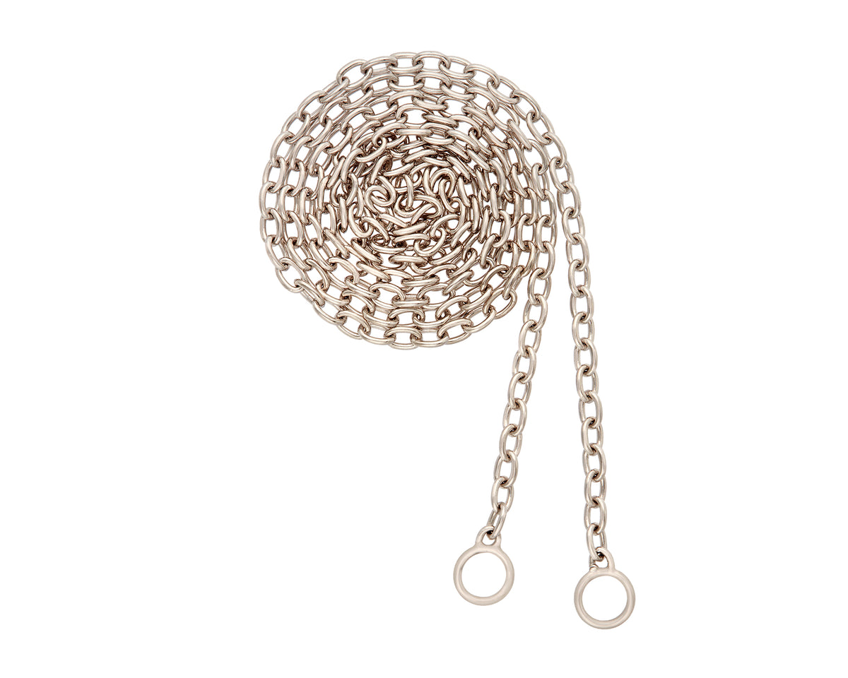 Curled up silver pulley chain 